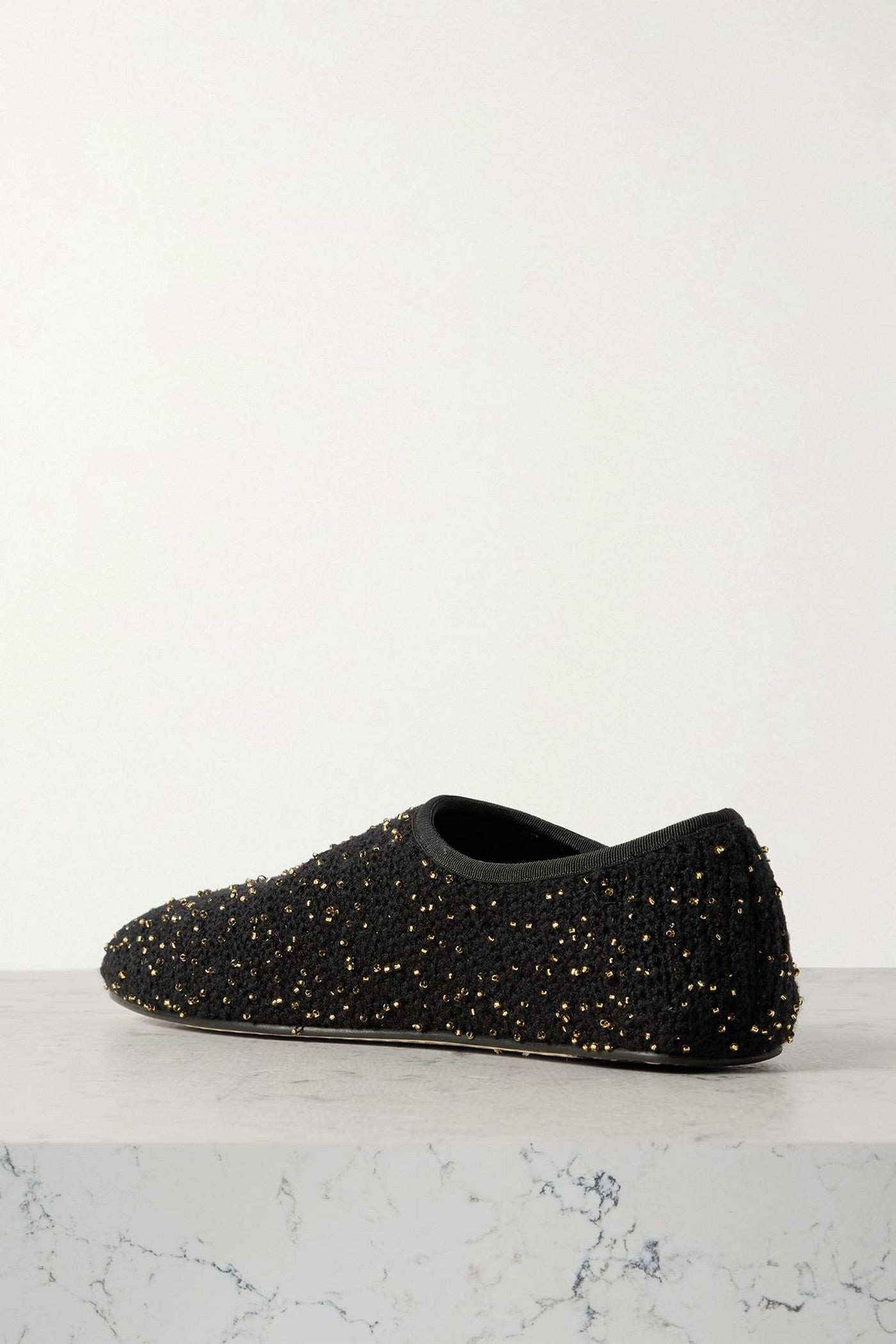 Gabriela Hearst Callie Beaded Crocheted Ballet Flats Black Women's