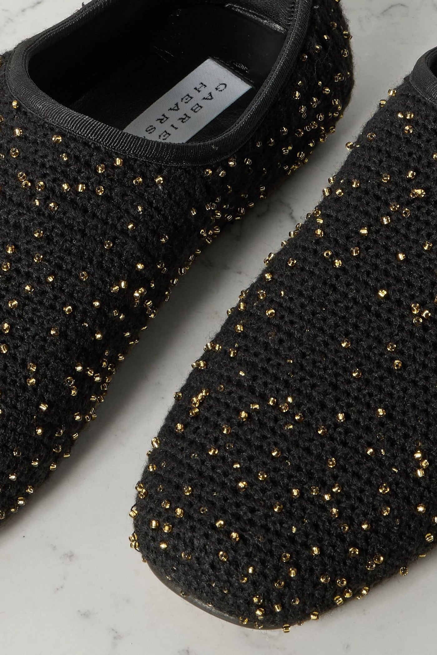 Gabriela Hearst Callie Beaded Crocheted Ballet Flats Black Women's