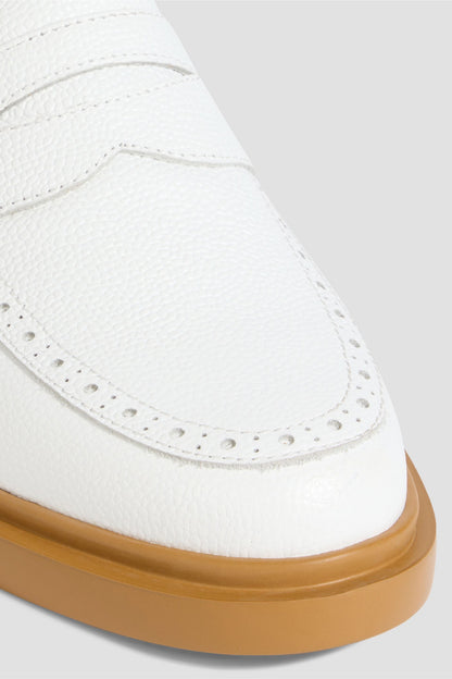 Thom Browne Pebbled-Leather Loafers White Women's