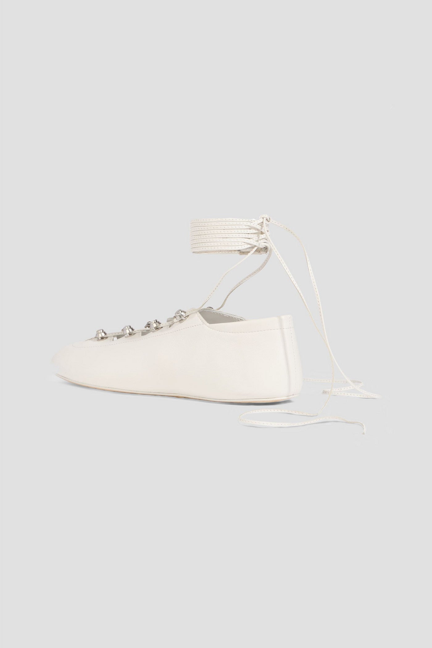 Alexander Wang Vyolette Lace-Up Leather Ballet Flats Off-White Women's