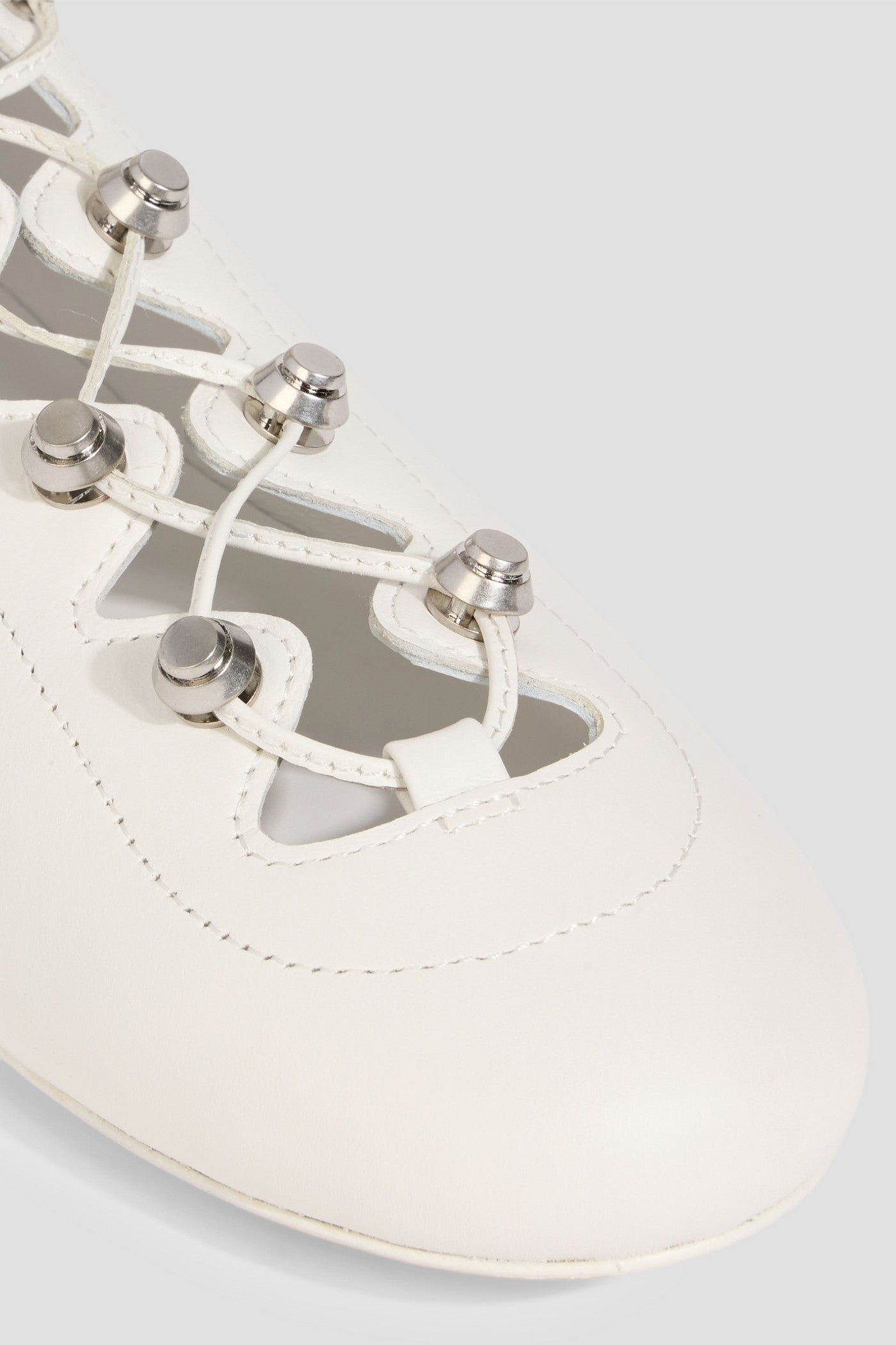 Alexander Wang Vyolette Lace-Up Leather Ballet Flats Off-White Women's