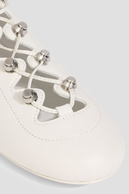 Alexander Wang Vyolette Lace-Up Leather Ballet Flats Off-White Women's