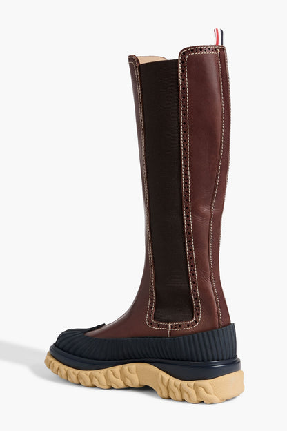 Thom Browne Leather Knee Boots Brown Women's