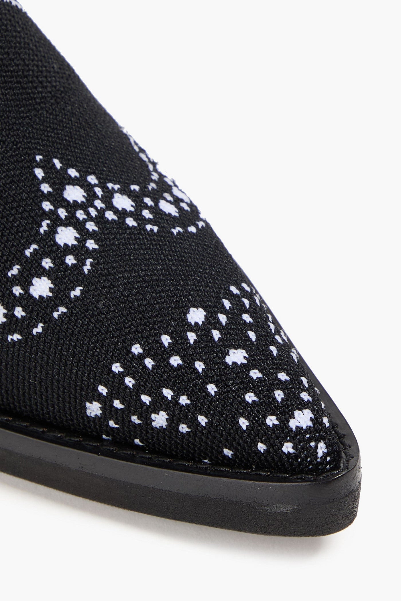 Thom Browne Leather-Trimmed Printed Knitted Sock Boots Black Women's