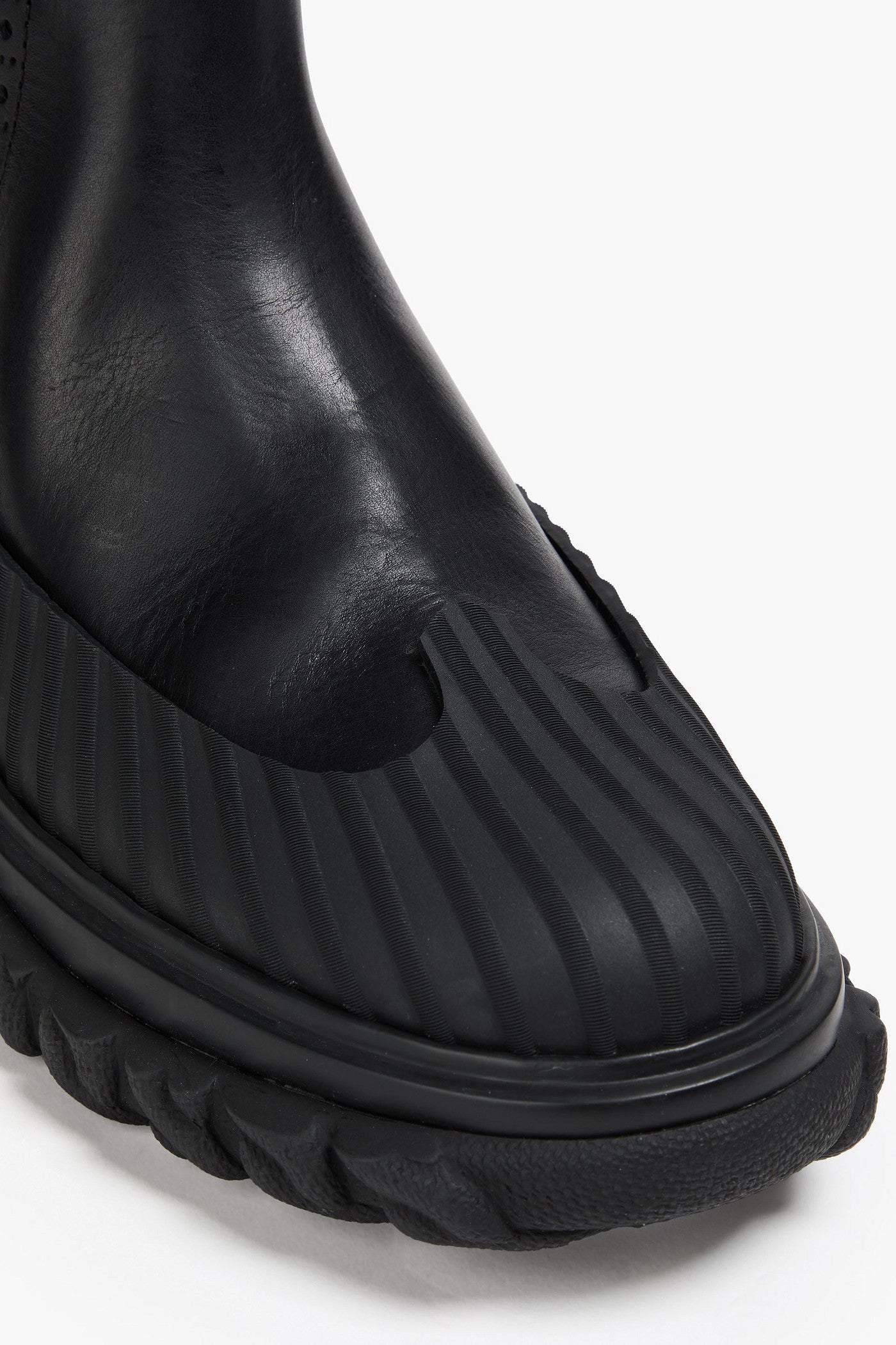 Thom Browne Striped Leather Knee Boots Black Women's