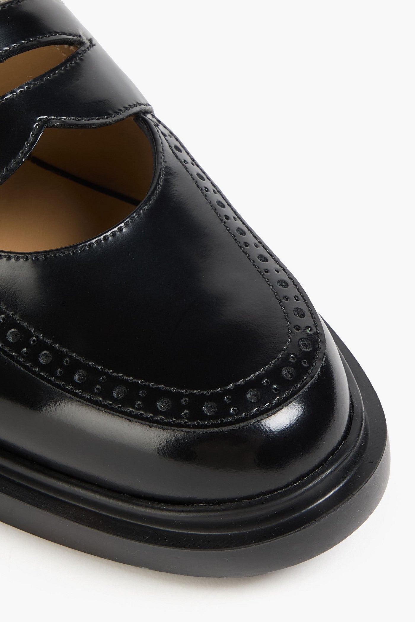 Thom Browne Perforated Leather Slingback Penny Loafers Black Women's