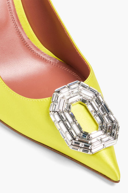 Amina Muaddi Camelia Crystal-Embellished Satin Pumps Yellow Women's