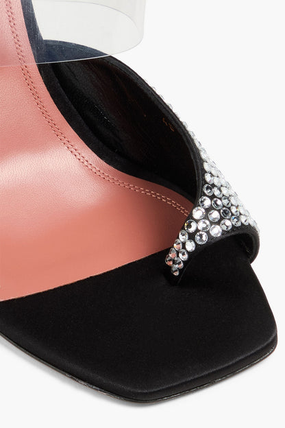 Amina Muaddi Paloma Crystal-Embellished Satin And Pvc Mules Black Women's