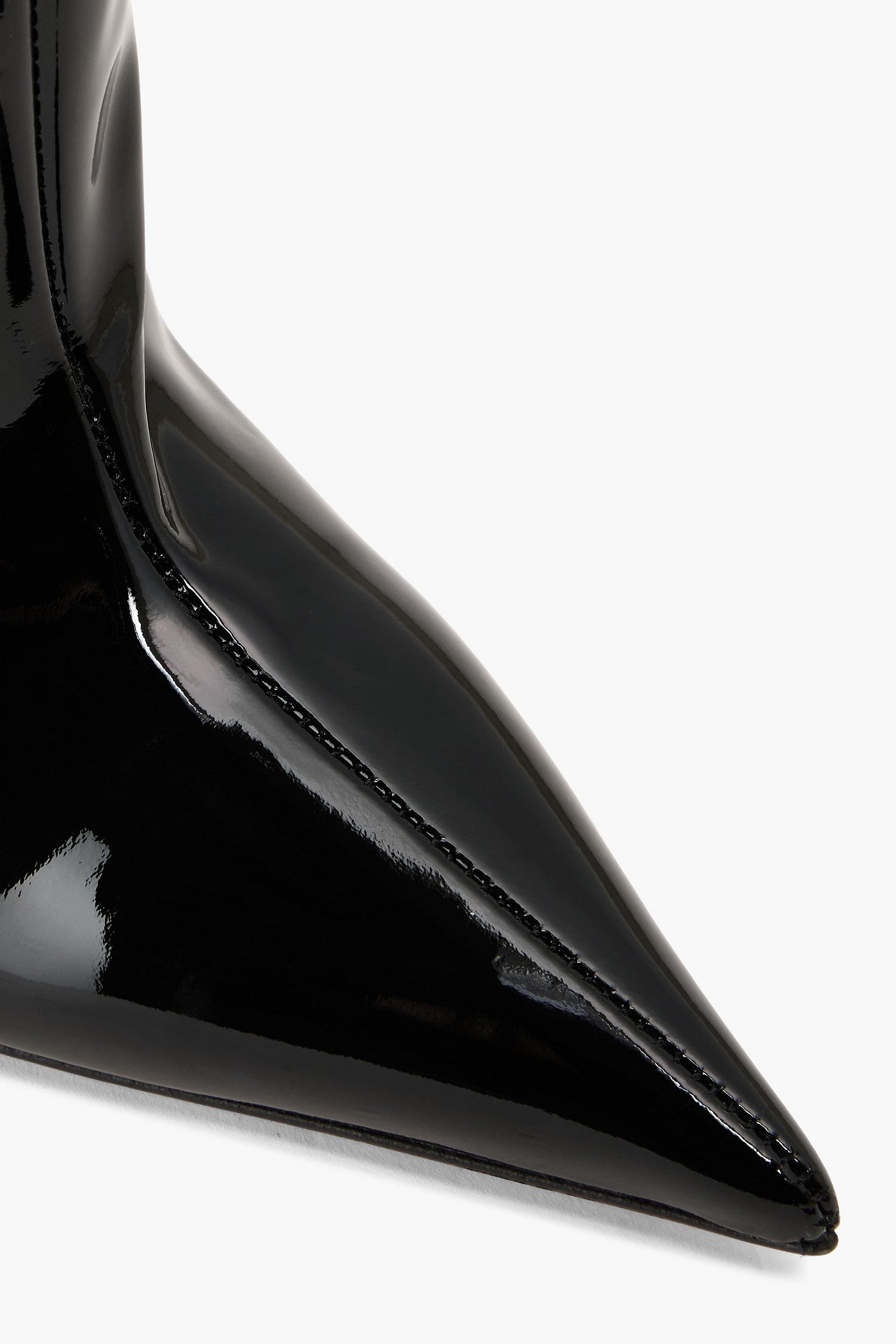 Amina Muaddi Debora Patent-Leather Thigh Boots Black Women's