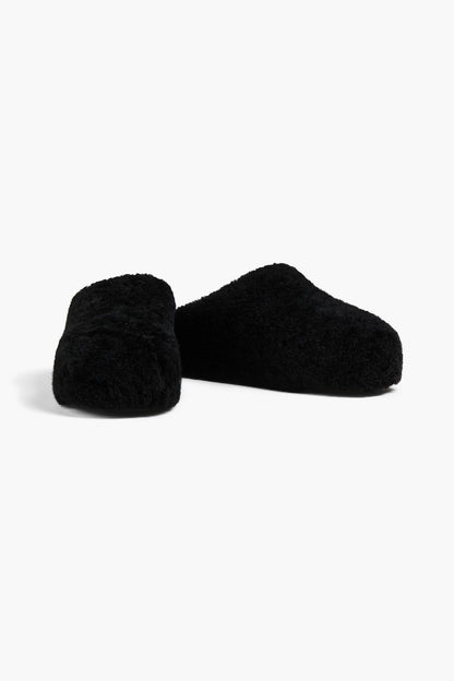 Amina Muaddi Giuly Shearling Slippers Black Women's
