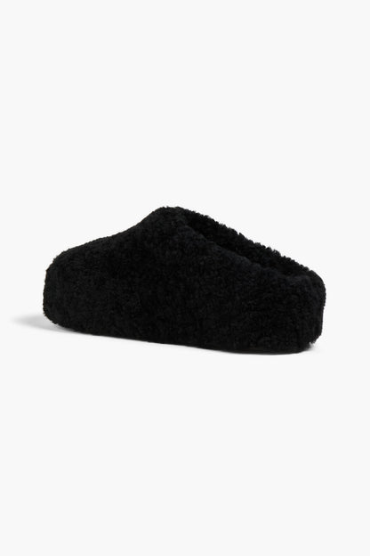 Amina Muaddi Giuly Shearling Slippers Black Women's