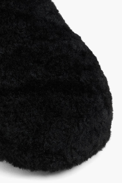 Amina Muaddi Giuly Shearling Slippers Black Women's