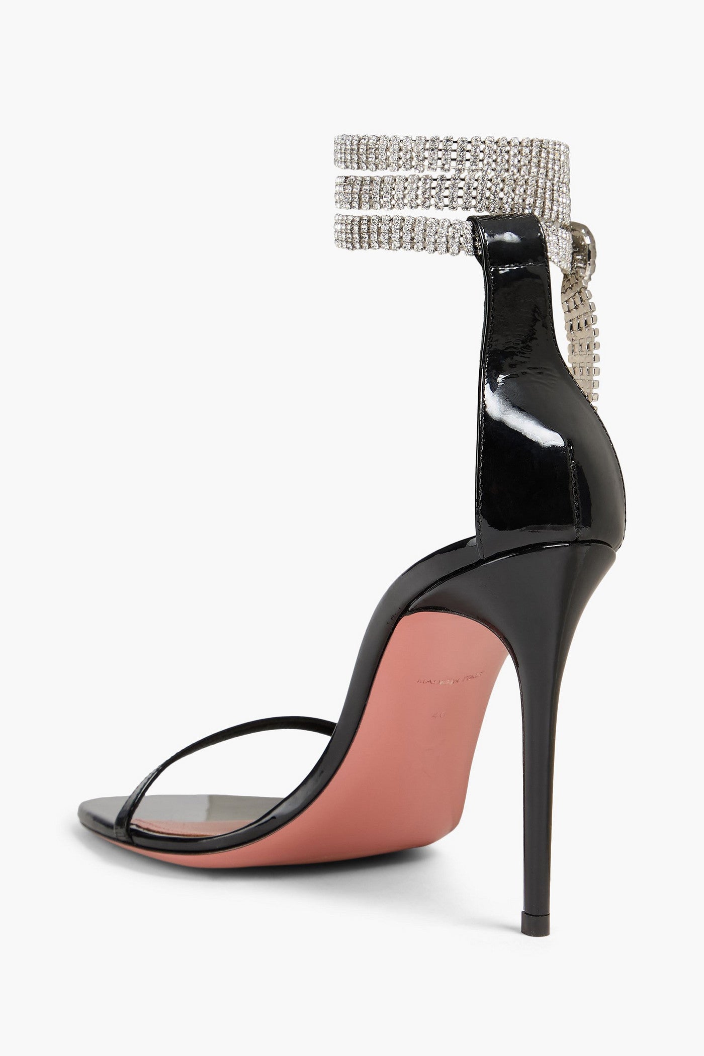 Amina Muaddi Giorgia Crystal-Embellished Patent-Leather Sandals Black Women's