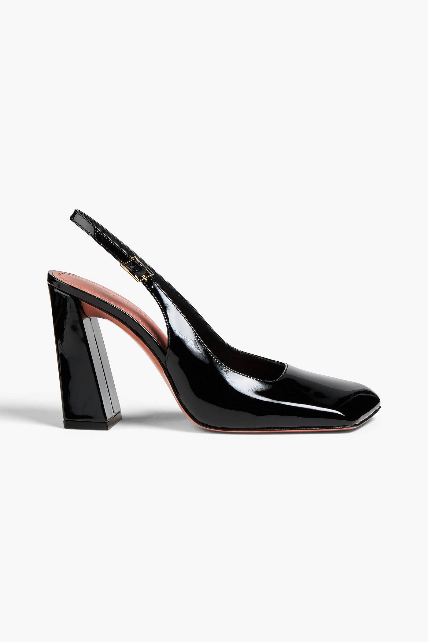 Amina Muaddi Charlotte Patent-Leather Slingback Pumps Black Women's