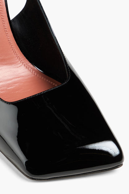 Amina Muaddi Charlotte Patent-Leather Slingback Pumps Black Women's