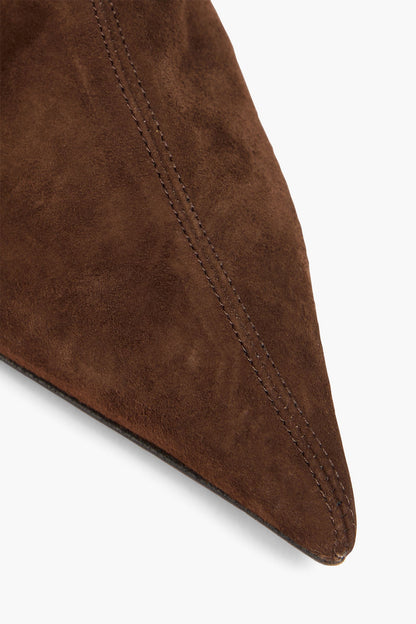 Amina Muaddi Fiona Suede Thigh Boots Chocolate Women's