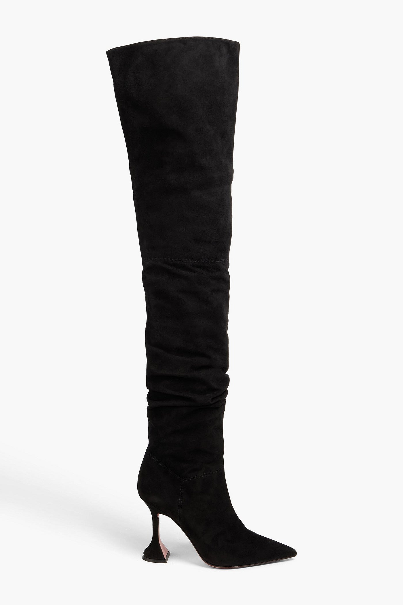 Amina Muaddi Olivia Suede Thigh Boots Black Women's
