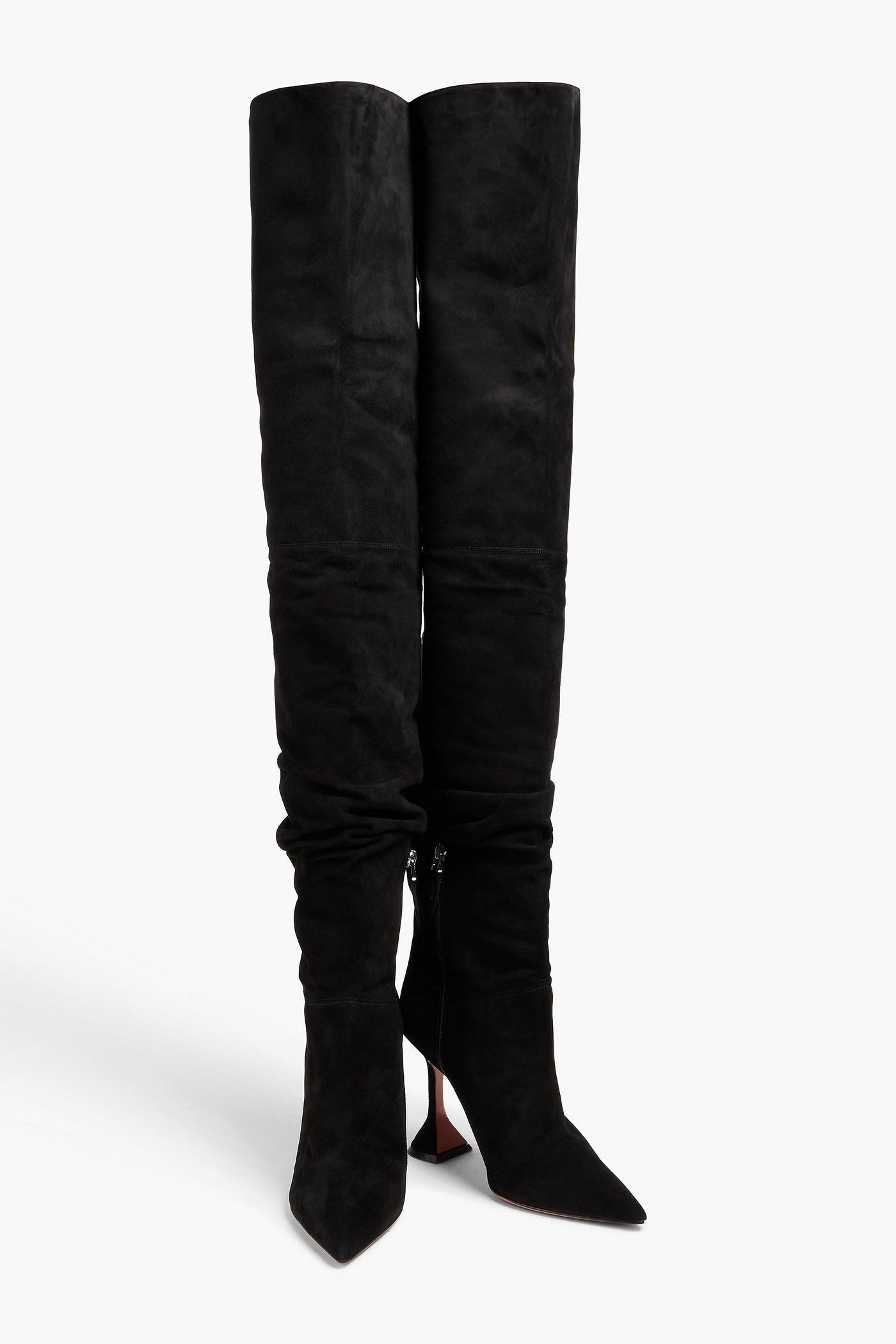 Amina Muaddi Olivia Suede Thigh Boots Black Women's