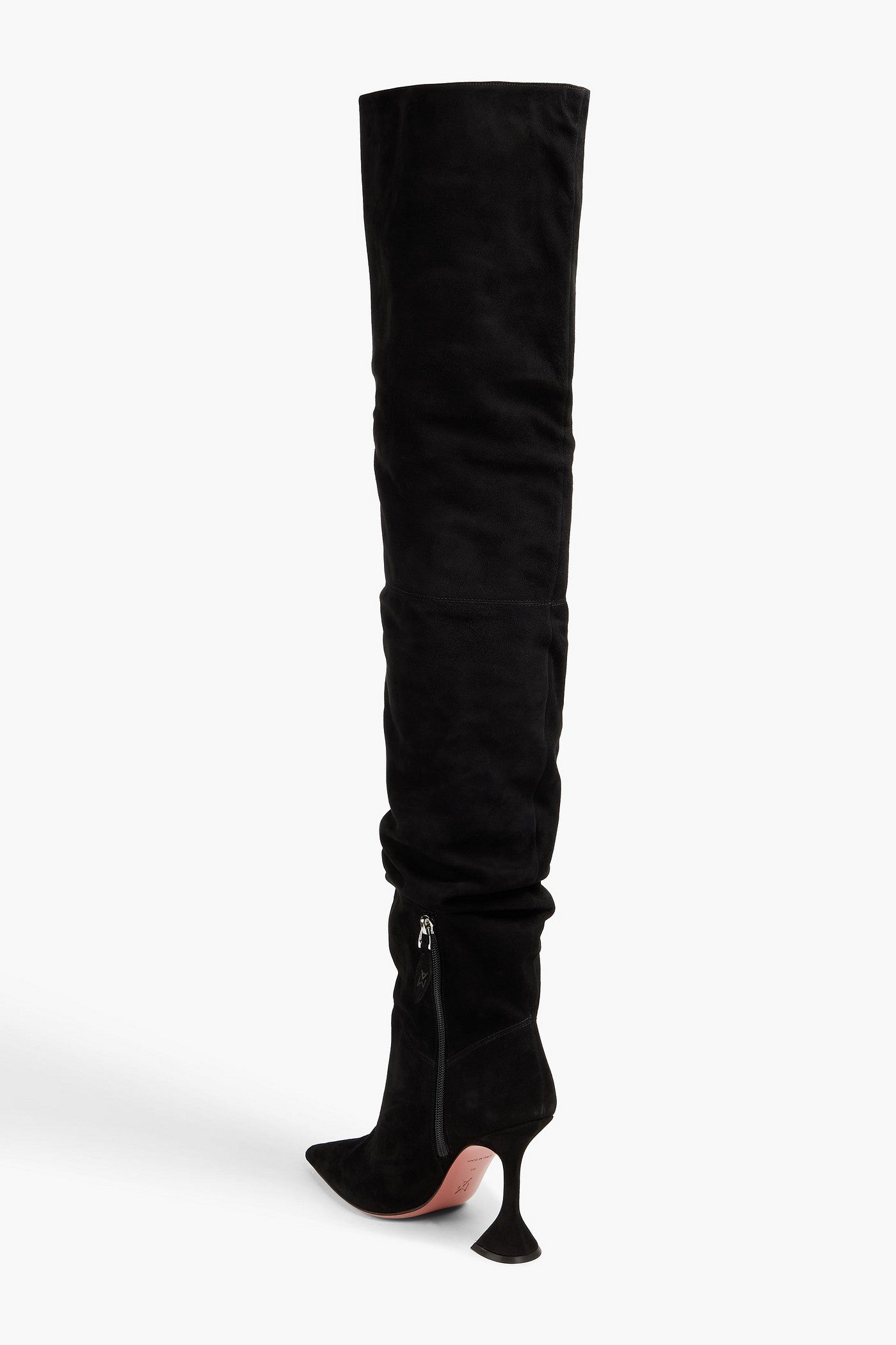 Amina Muaddi Olivia Suede Thigh Boots Black Women's