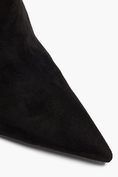 Amina Muaddi Olivia Suede Thigh Boots Black Women's