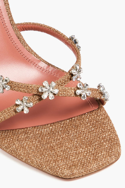 Amina Muaddi Lily 95 Crystal-Embellished Canvas Mules Brown Women's