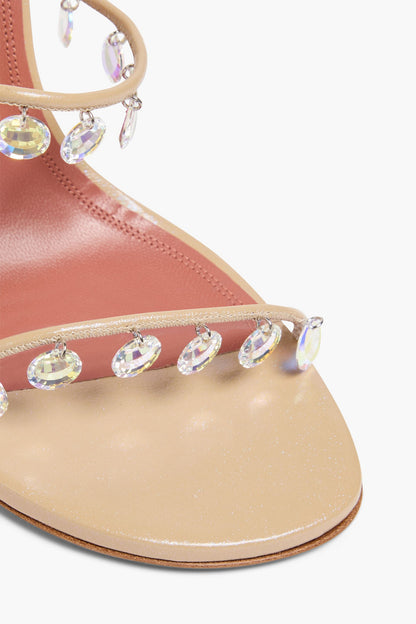 Amina Muaddi Tina 105 Crystal-Embellished Leather Sandals Beige Women's