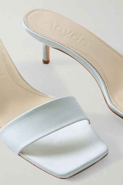 Aeyde Ilvy Satin Mules Sky Blue Women's