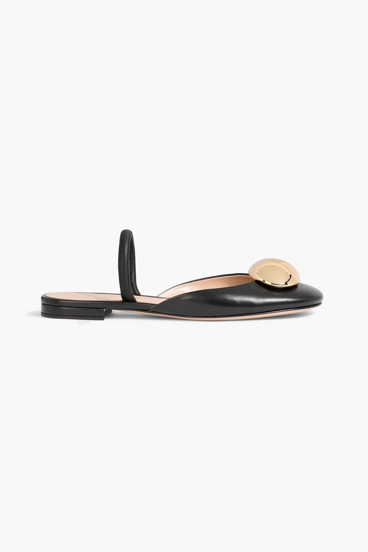 Gianvito Rossi Sphera Embellished Leather Flats Black Women's