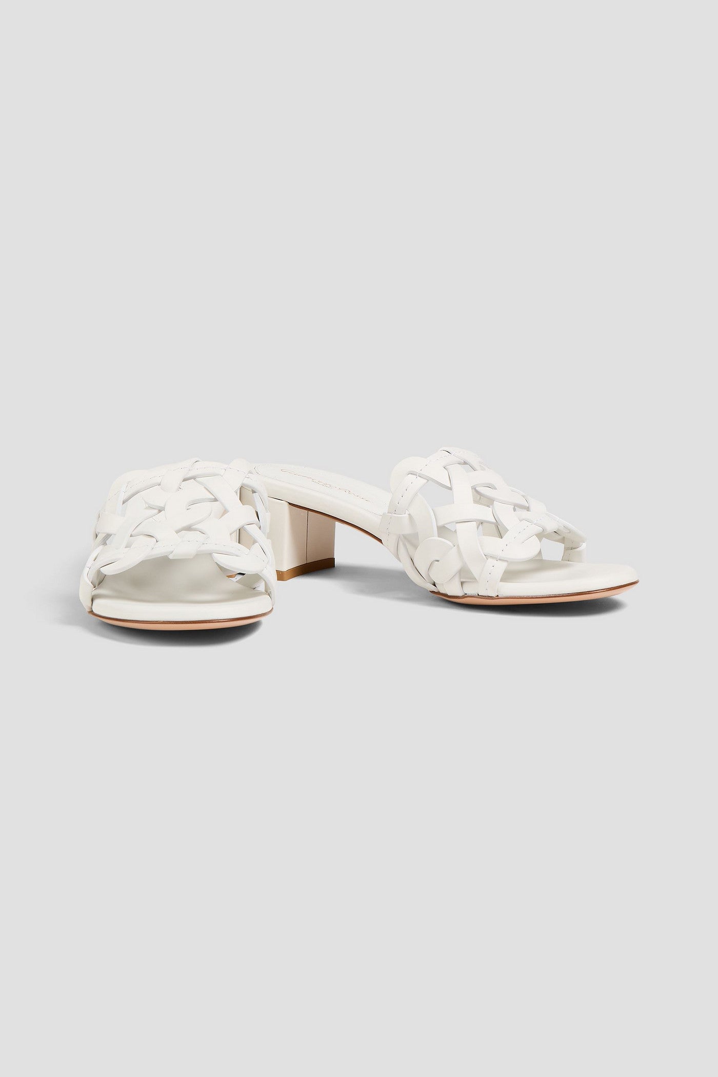 Gianvito Rossi Amalfi 45 Laser-Cut Leather Mules White Women's