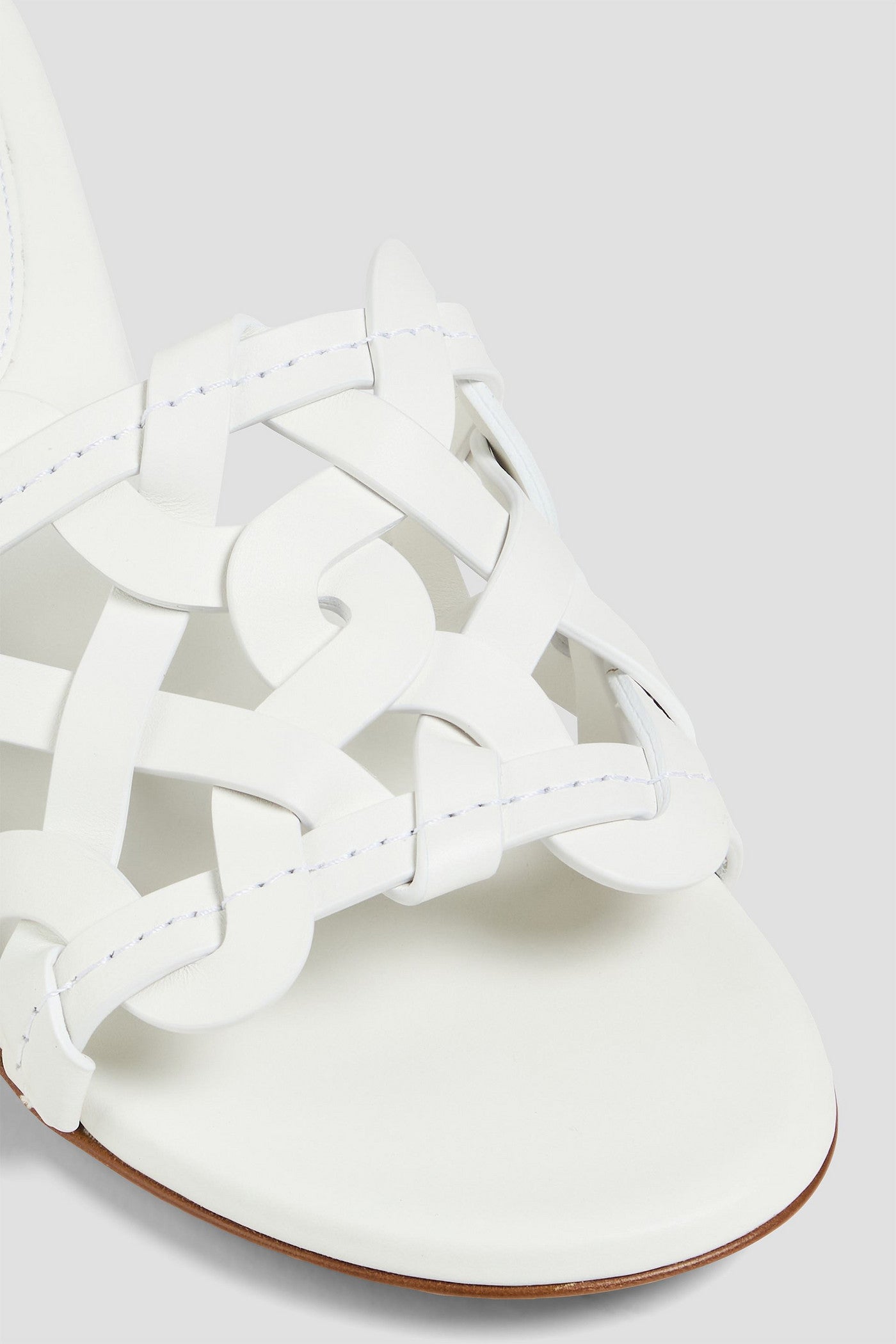 Gianvito Rossi Amalfi 45 Laser-Cut Leather Mules White Women's