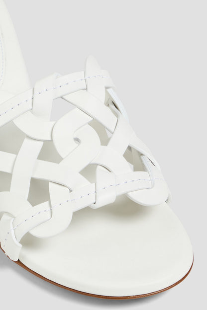 Gianvito Rossi Amalfi 45 Laser-Cut Leather Mules White Women's