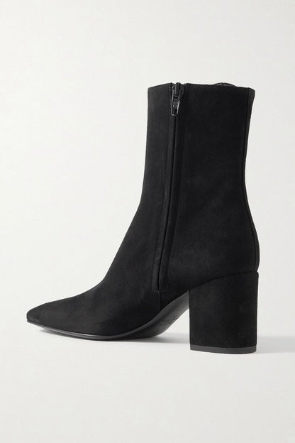 Valentino Garavani Vlogo Bold 70 Embellished Suede Ankle Boots Black Women's