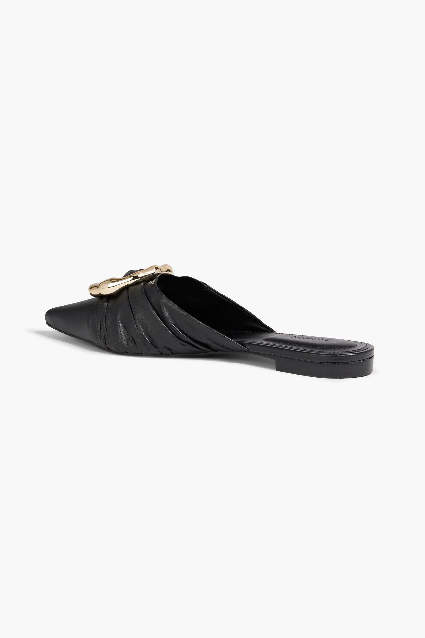 Simkhai Belle Embellished Leather Point-Toe Flats Black Women's