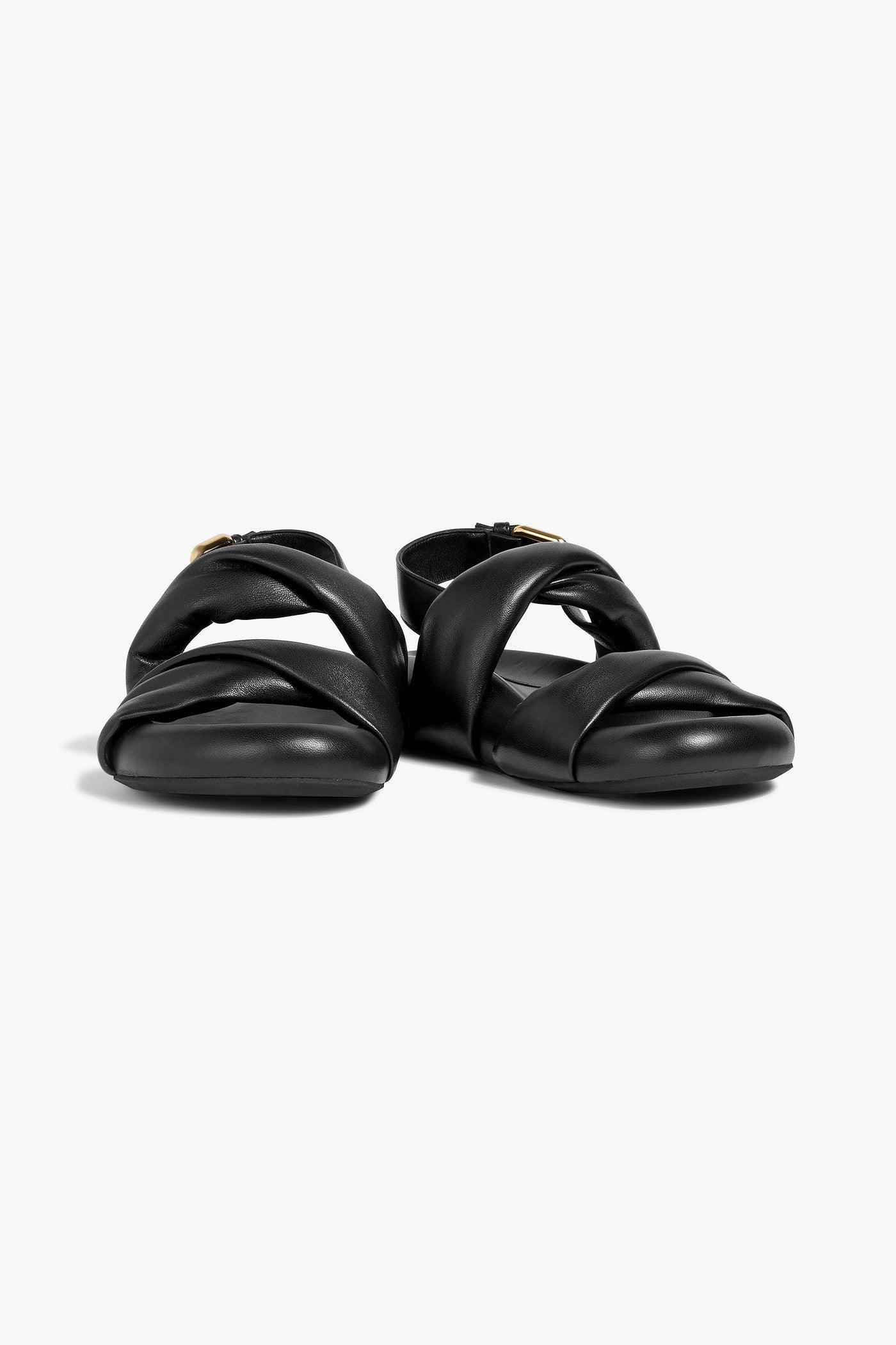 Marni Twisted Padded Leather Slingback Sandals Black Women's