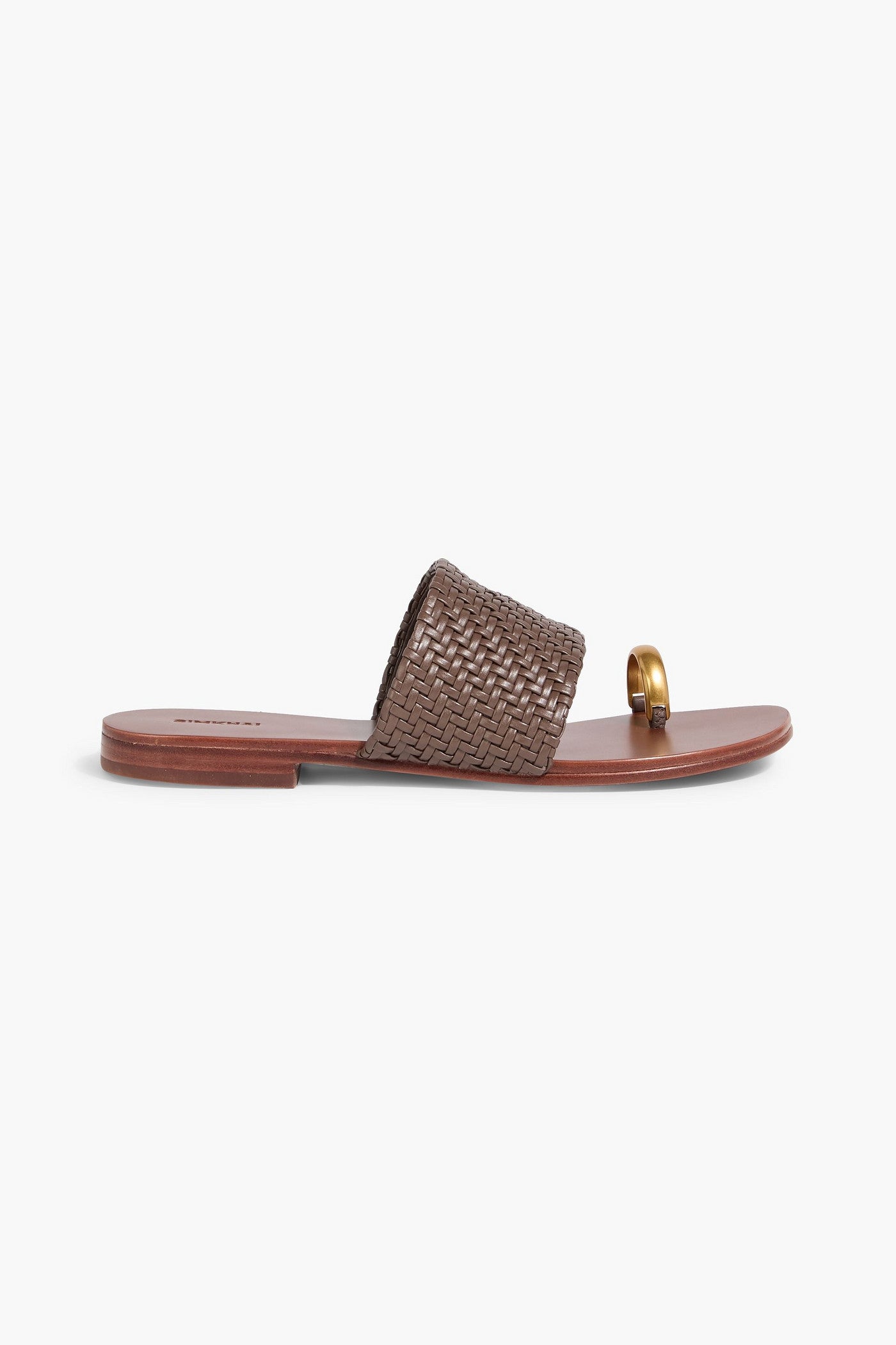 Simkhai Ariana Woven Leather Sandals Brown Women's