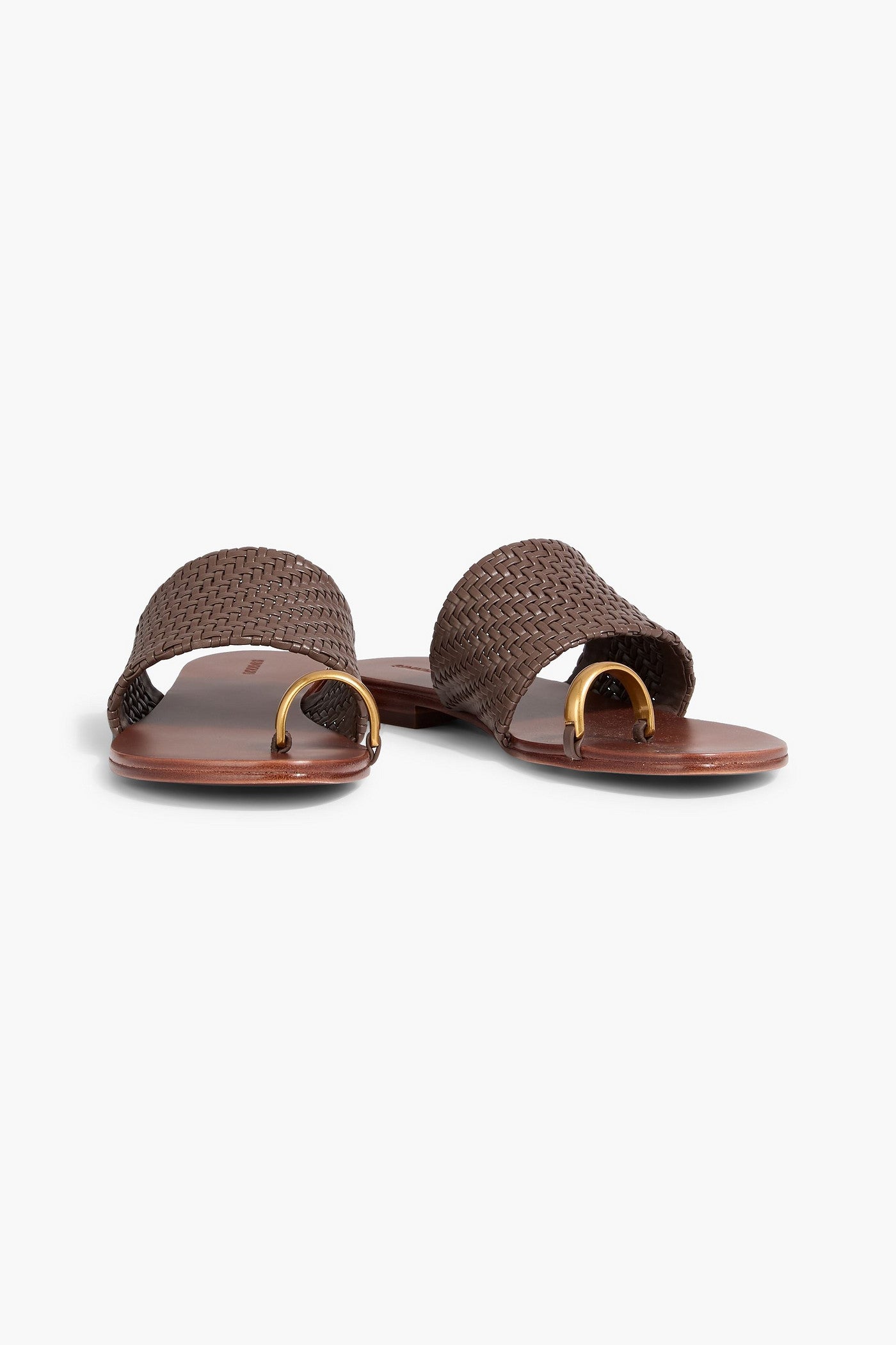 Simkhai Ariana Woven Leather Sandals Brown Women's
