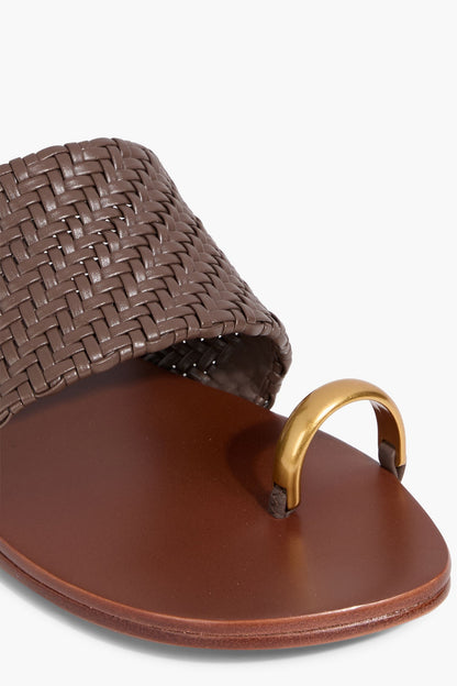 Simkhai Ariana Woven Leather Sandals Brown Women's