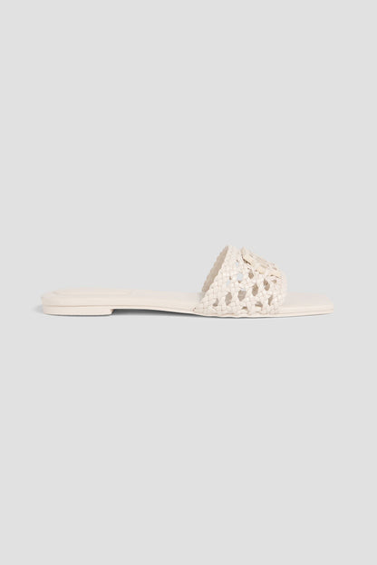 Simkhai Dion Embellished Woven Slides Off-White Women's