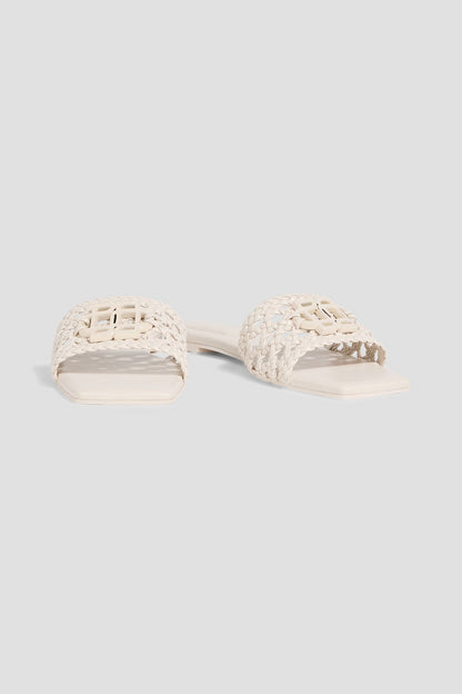 Simkhai Dion Embellished Woven Slides Off-White Women's