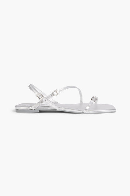 Simkhai Carey Metallic Leather Sandals Silver Women's