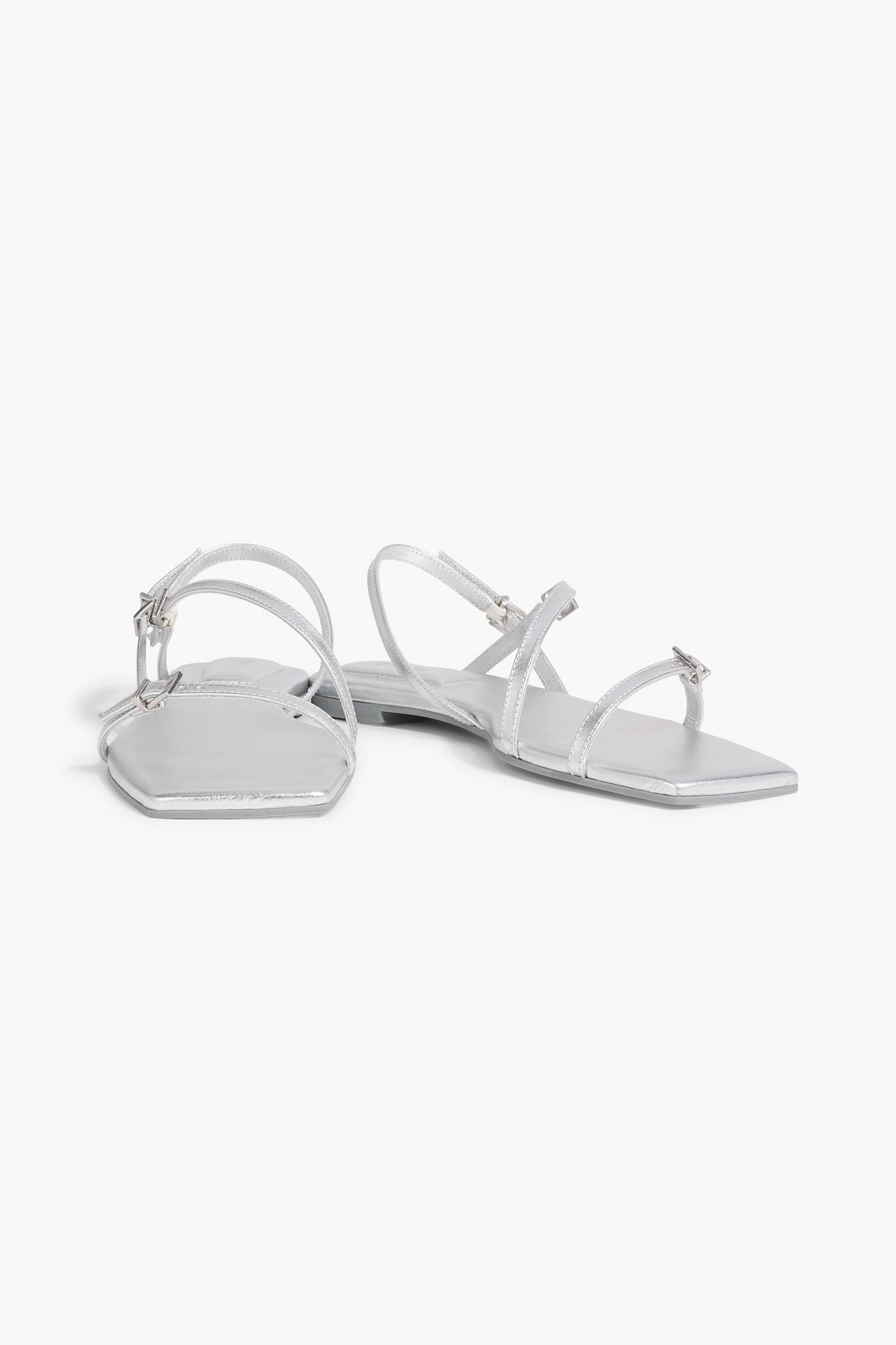 Simkhai Carey Metallic Leather Sandals Silver Women's