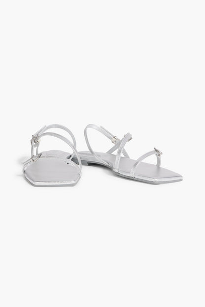 Simkhai Carey Metallic Leather Sandals Silver Women's