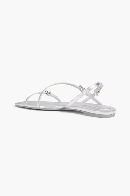 Simkhai Carey Metallic Leather Sandals Silver Women's