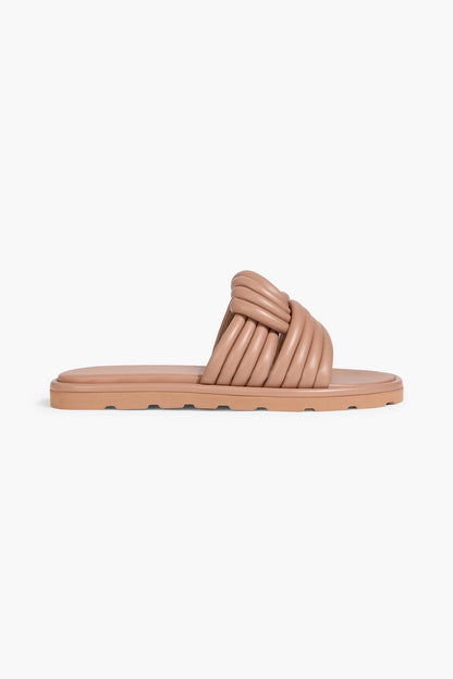 Gianvito Rossi Ottavia Twisted Padded Leather Slides Neutral Women's