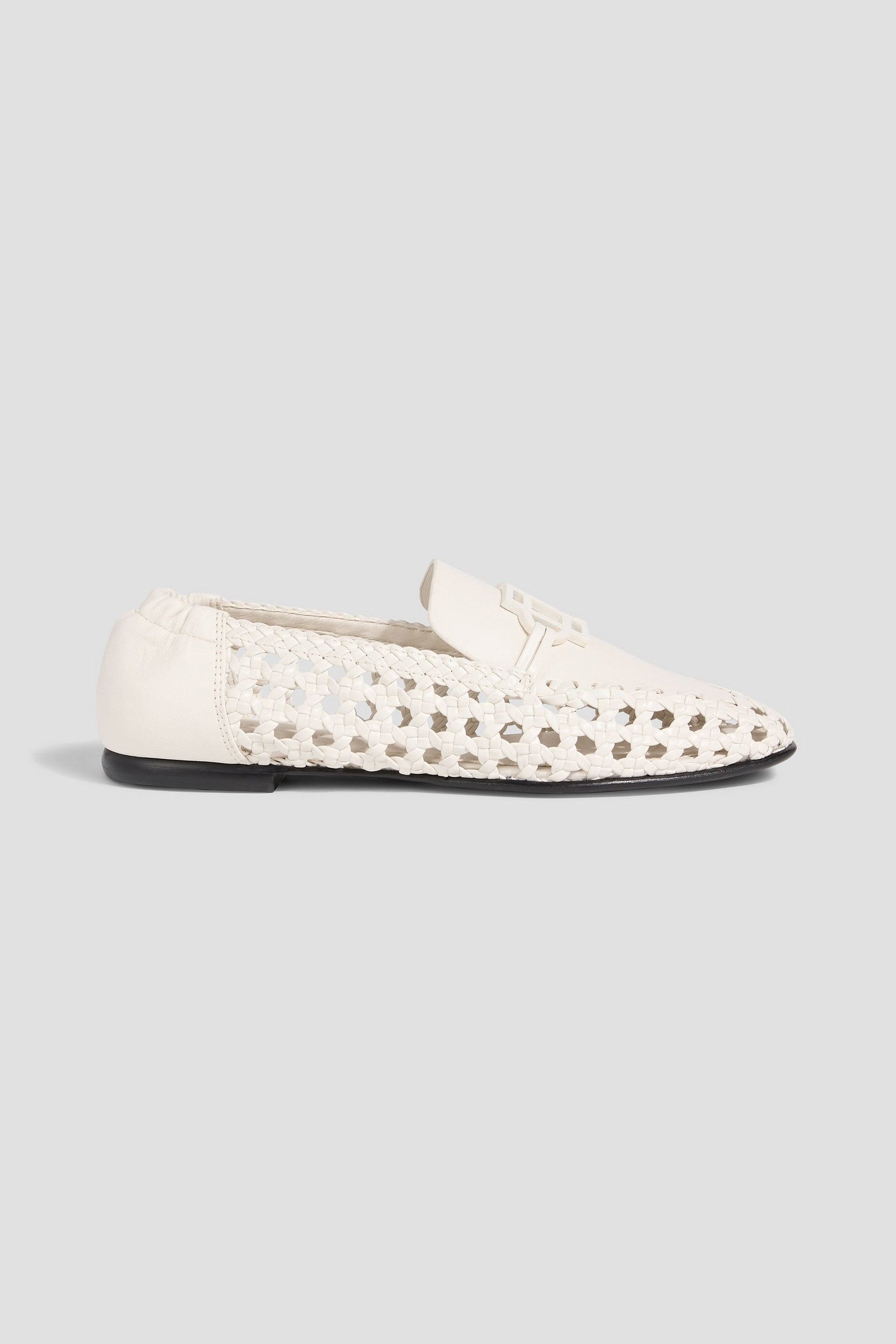 Simkhai Dion Embellished Woven Leather Loafers Off-White Women's