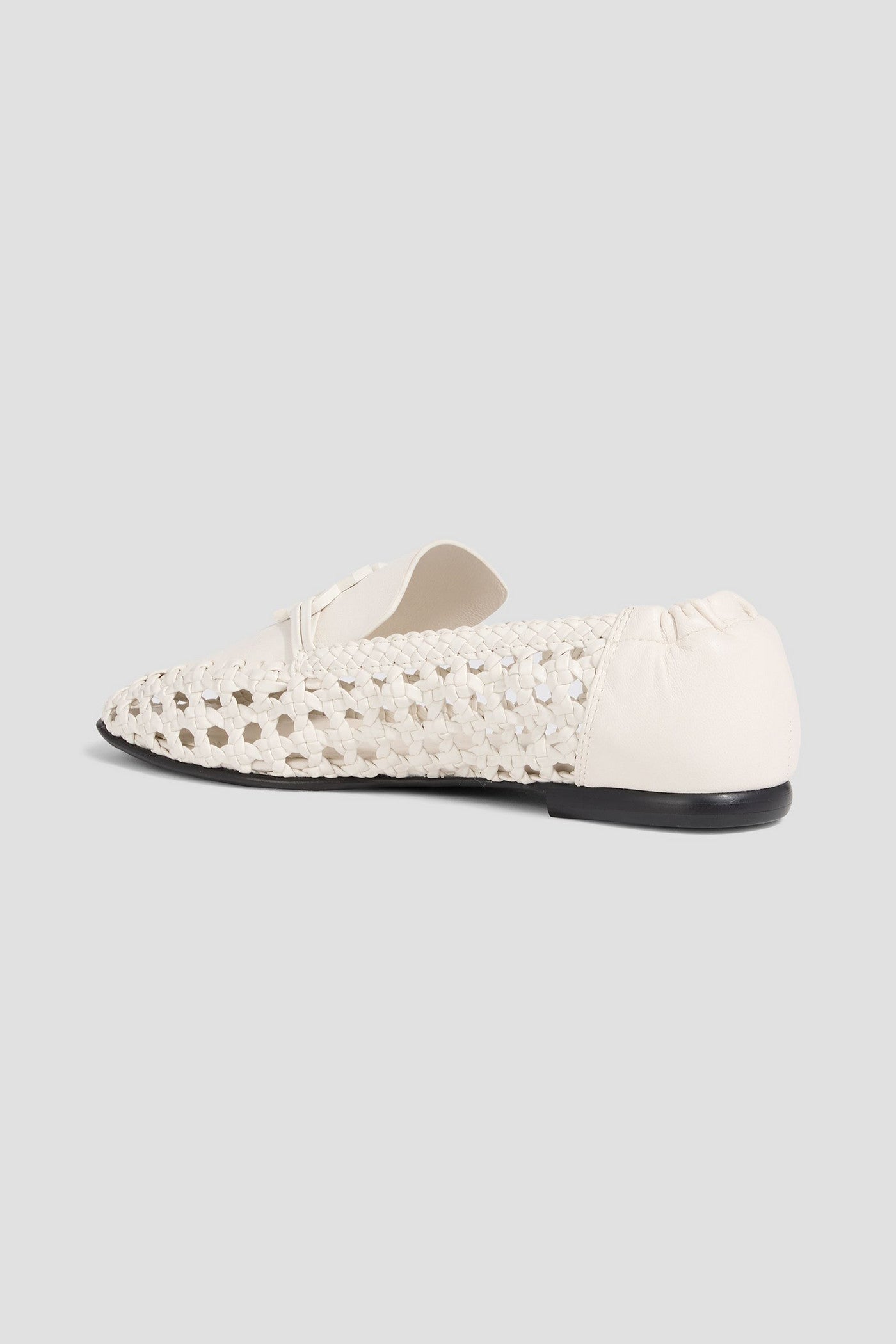 Simkhai Dion Embellished Woven Leather Loafers Off-White Women's