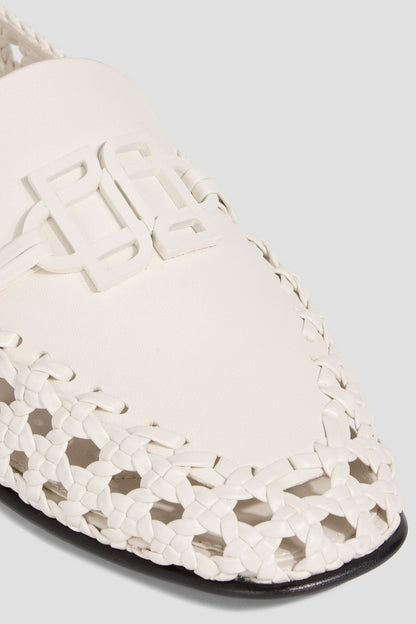 Simkhai Dion Embellished Woven Leather Loafers Off-White Women's