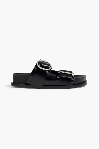Jil Sander Buckled Leather Sandals Black Women's