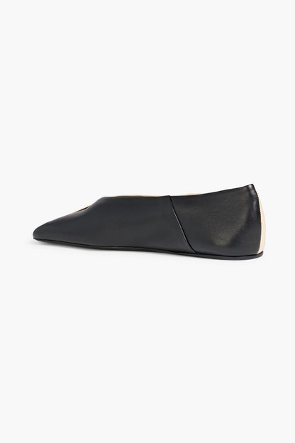 Jil Sander Two-Tone Leather Ballet Flats Ivory Women's