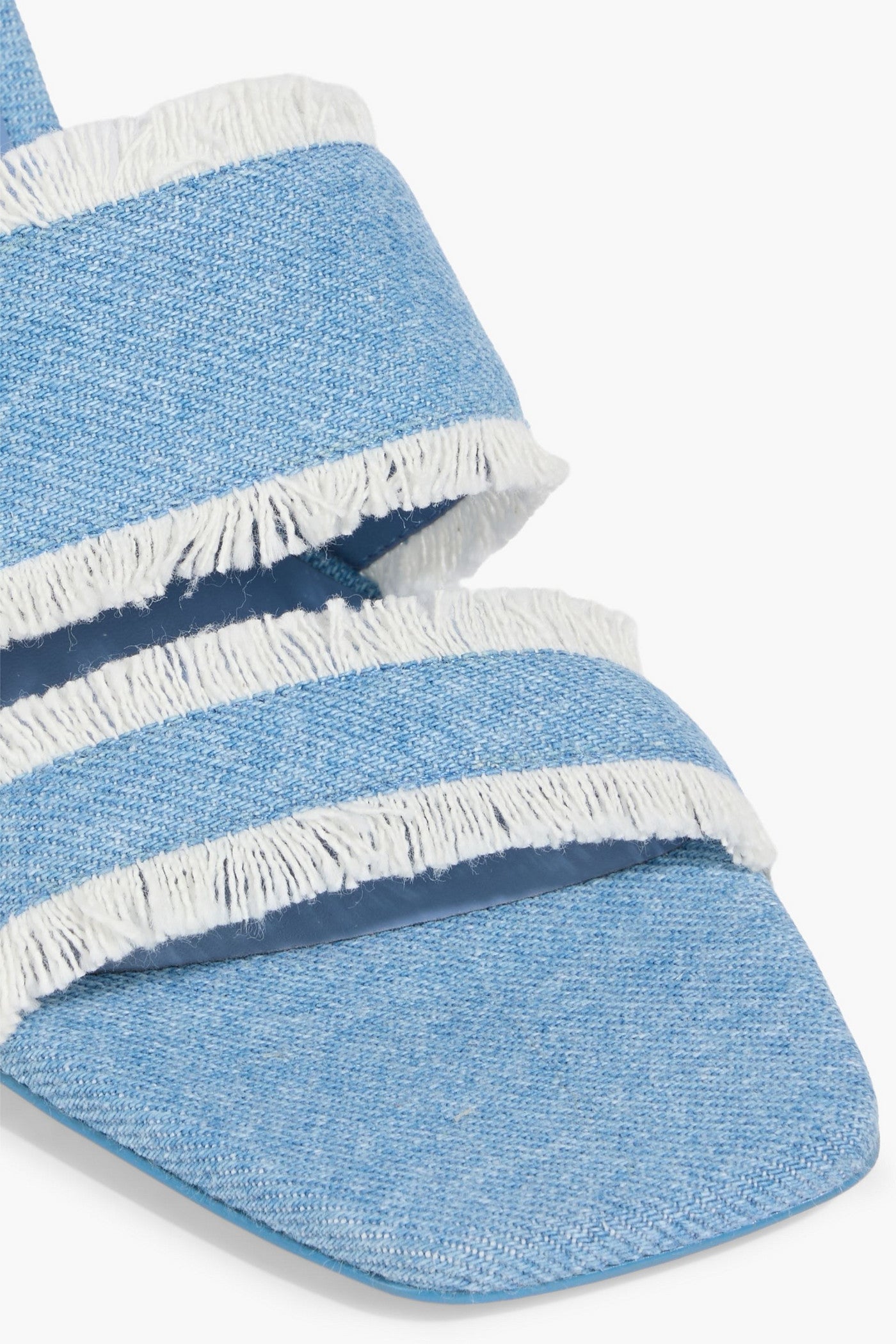 Cult Gaia Fae Frayed Denim Mules Light Denim Women's